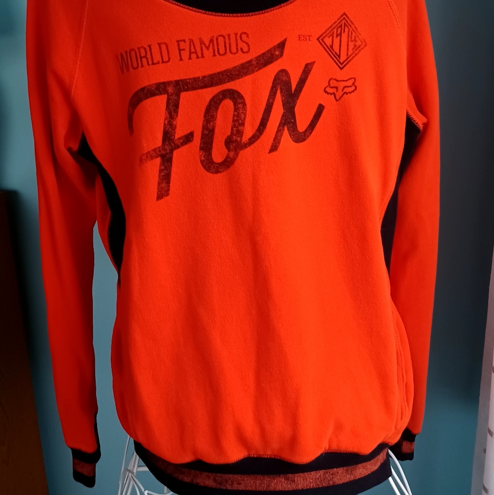 EUC Fox Orange & Black Pullover Sweatshirt - Women's Size Large